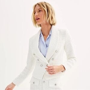 NWT Nine West Tweed Skirt and Blazer Set WHITE